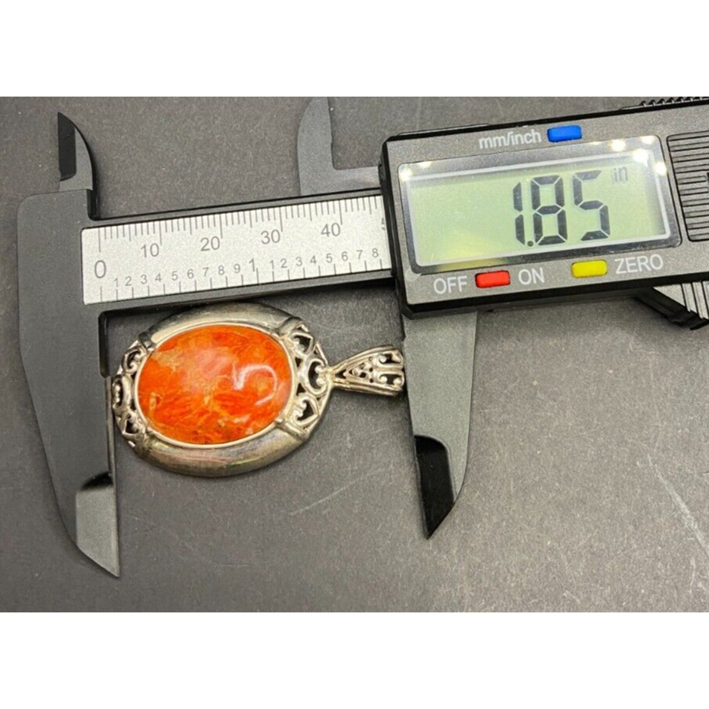 Orange Spiny Oyster Shell Oval Shaped Pendant 925 Sterling Silver NK Thailand