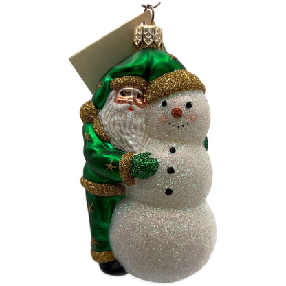 Patricia Breen Friends Green Gold Stars Santa Snowman Christmas Tree Ornament