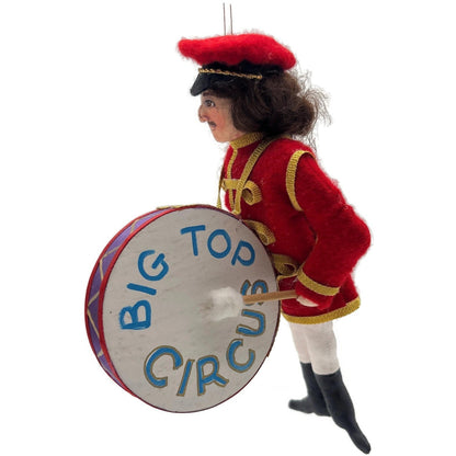 Gladys Boalt Big Top Circus Bass Drummer Red Fabric Christmas Ornament Signed