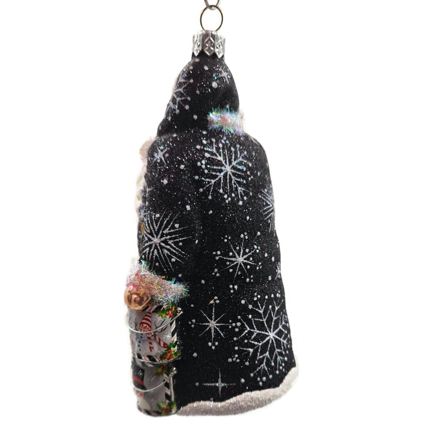 Patricia Breen Painterly Santa Snowmen Black Striped Christmas Decor Ornament