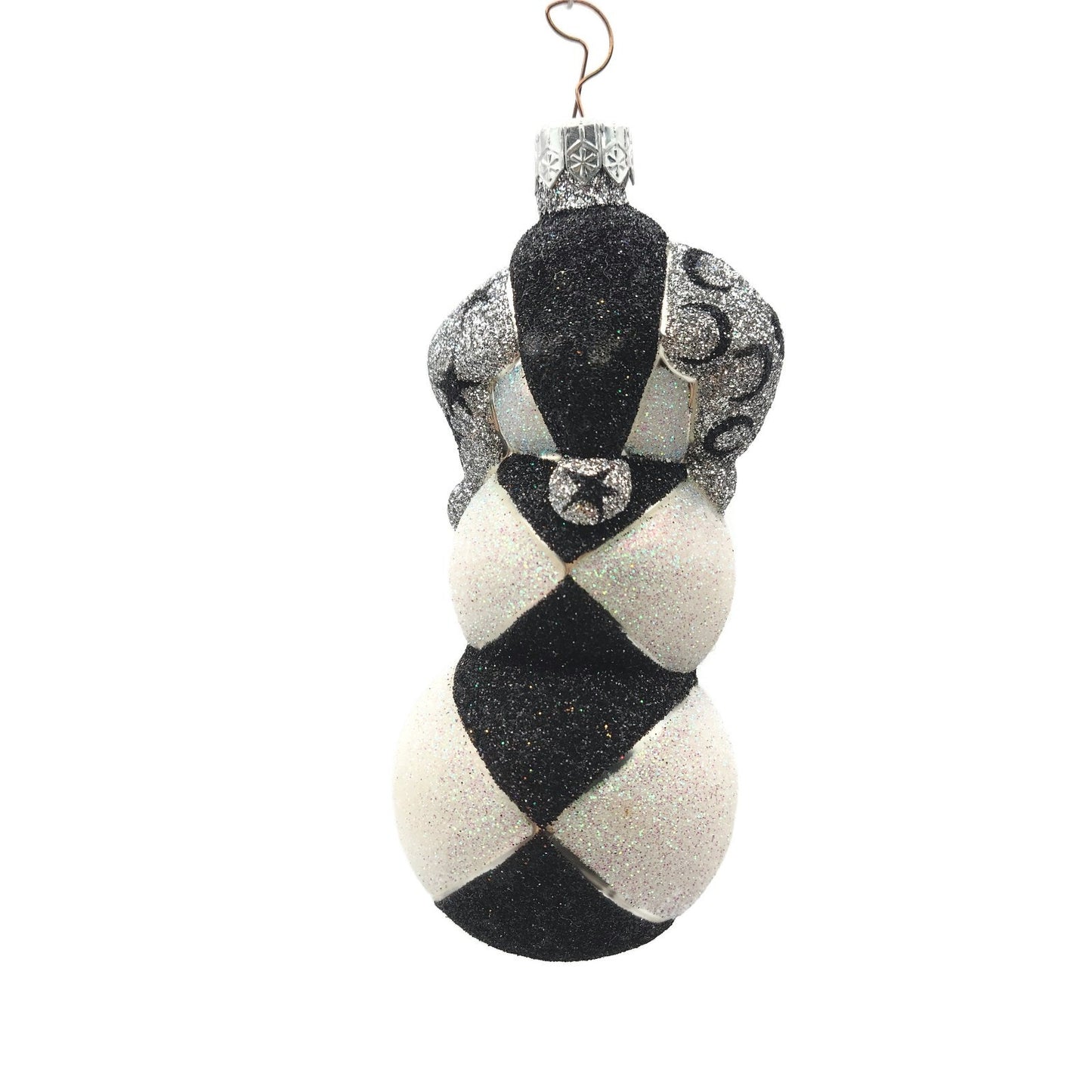 Patricia Breen Harlequin Snowman Black Silver Moons Christmas Tree Ornament
