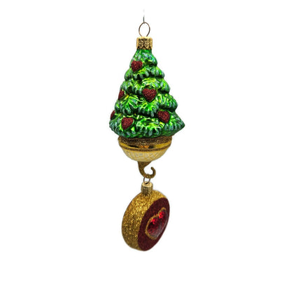 Patricia Breen Five Golden Rings Red Glittered Medallion Christmas Tree Ornament