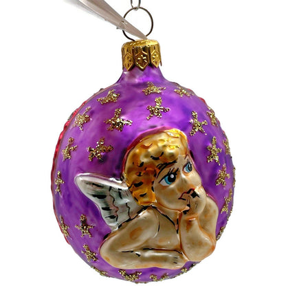 Christopher Radko Lil Miss Angel Purple Gold Stars Christmas Tree Ornament 1997