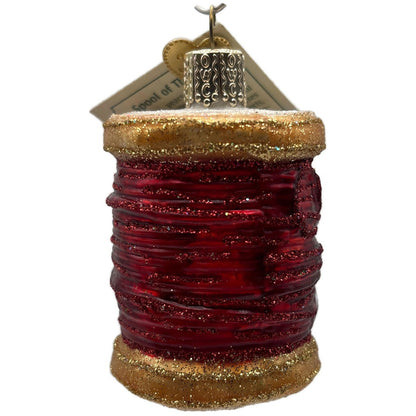 Spool of Thread Sewing Needle Quilter Merck Old World Christmas Red Ornament OWC
