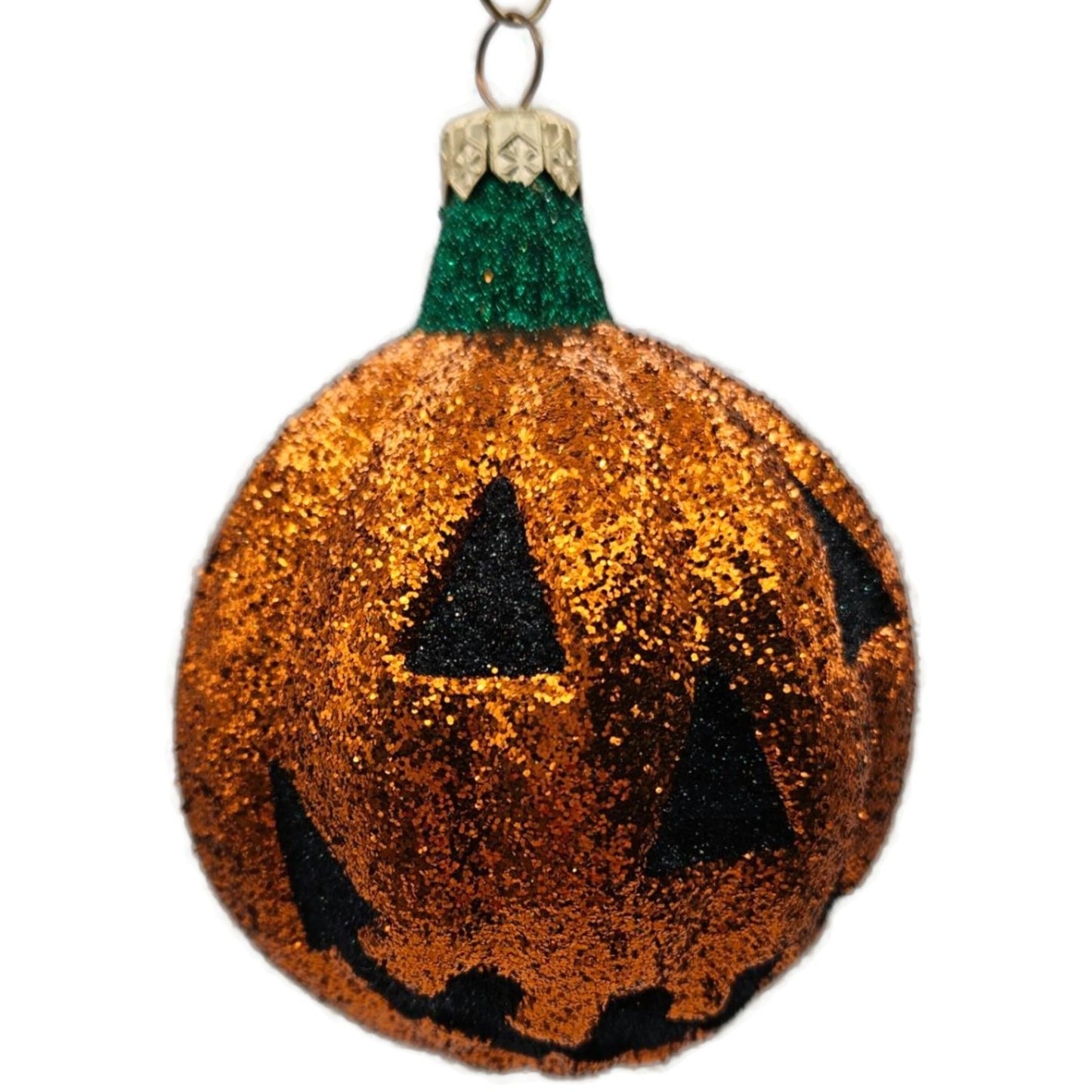 Patricia Breen Classic Pumpkin Orange Glitter Black Face Halloween Ornament CATZ
