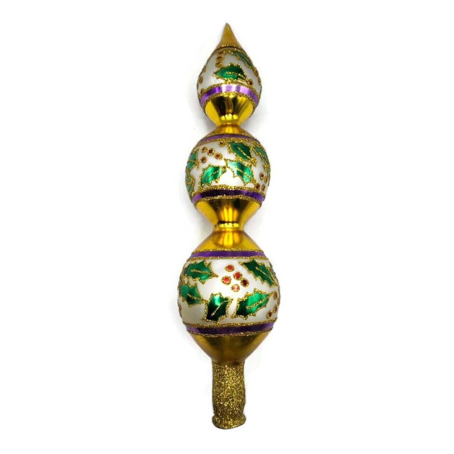 Christopher Radko Holly Ribbons Finial Christmas Holiday Tree Topper 91-153-2