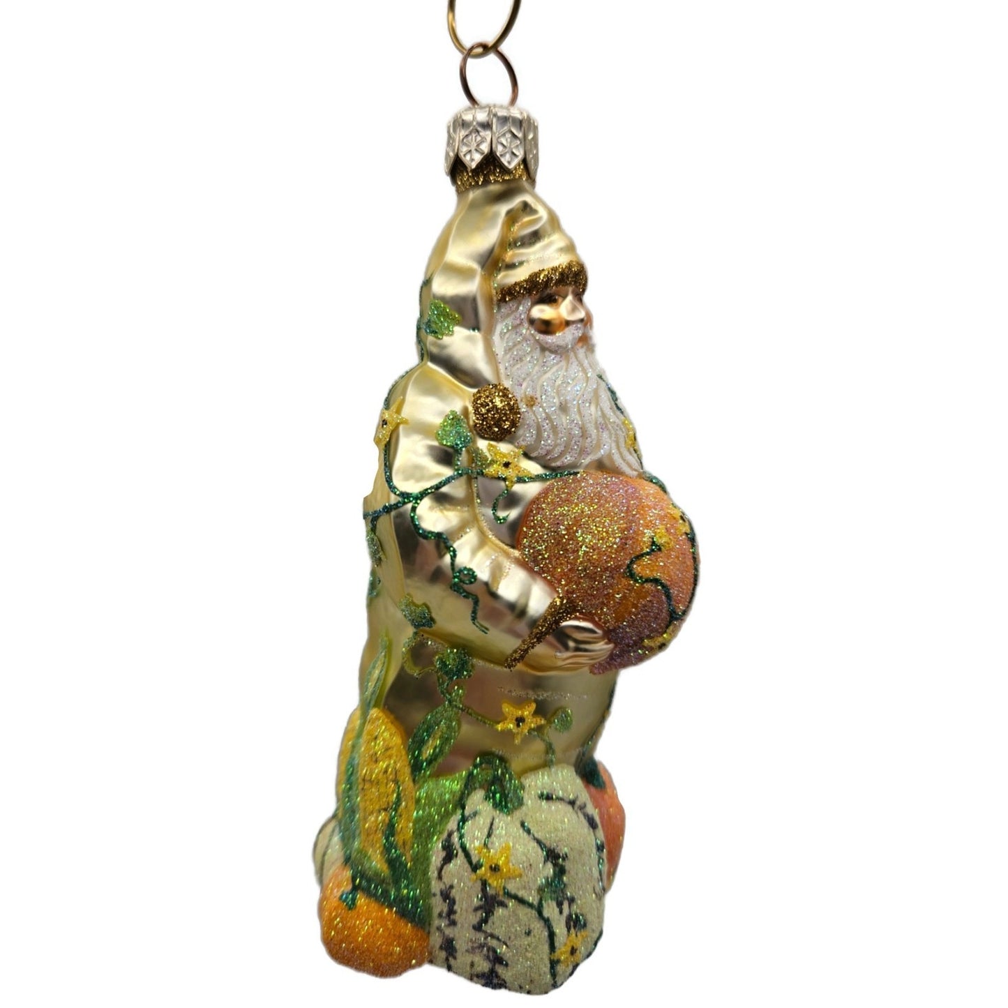 Patricia Breen Harvest Santa Gold Pumpkins Flowers Fall Christmas Ornament 2230
