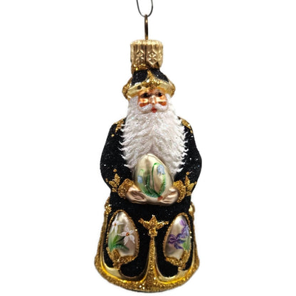 Patricia Breen Miniature Imperial Santa Black Spring Flower Christmas Ornament