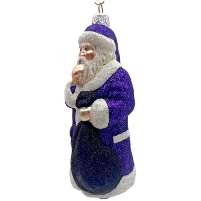 Patricia Breen Shhh Purple Black Bag Santa Claus Christmas Tree Ornament