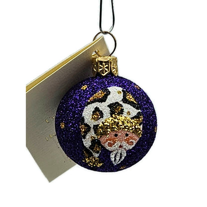 Patricia Breen Studio Gift Ball Santa Claus Leopard Hat Christmas Tree Ornament