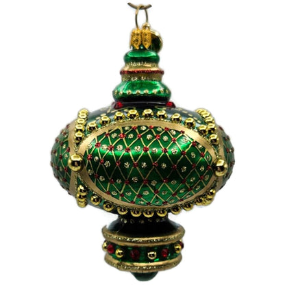 Glitter Lab Jeweled Green Gold Christmas Tree Ornament Onion Dome Drop