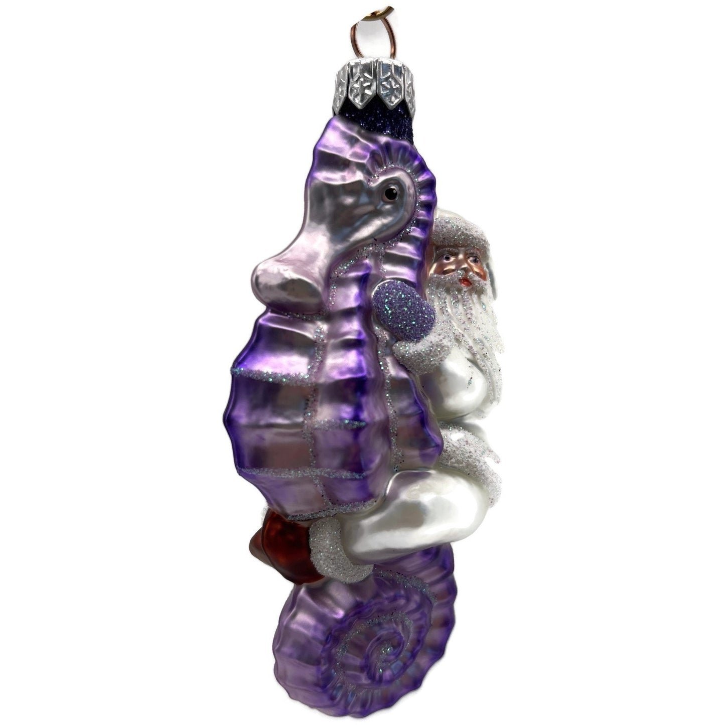 Patricia Breen Hi Ho Santa Purple Pearl Seahorse Nautical Christmas Ornament