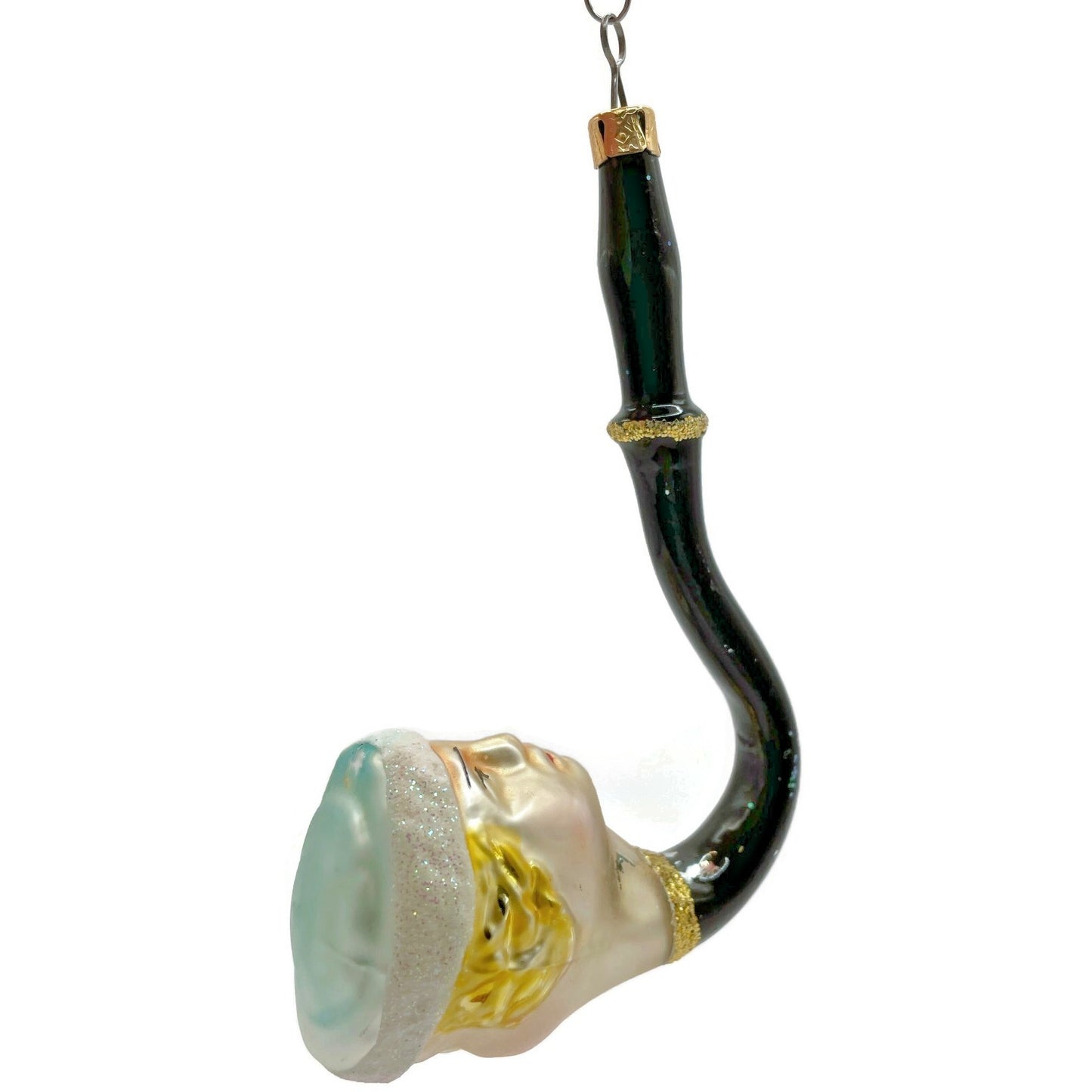 Christopher Radko Talking Pipe Two Faced Black Pearl Christmas Tree Ornament