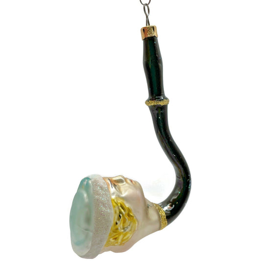 Christopher Radko Talking Pipe Two Faced Black Pearl Christmas Tree Ornament