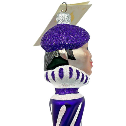 Patricia Breen French Twist Purple Pearl Glittered Stripes Christmas Ornament