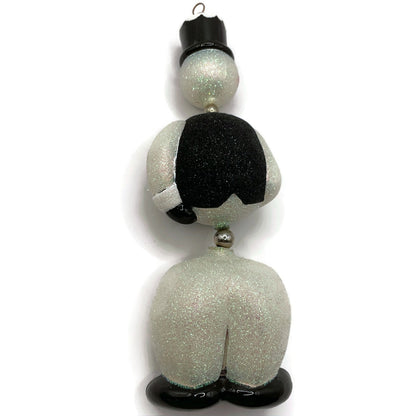 Patricia Breen Kinetic Snowman Black Hat Pearl Christmas Tree Ornament