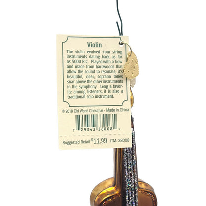 Old World Christmas Violin Instrument Christmas Holiday Tree Ornament OWC 38008