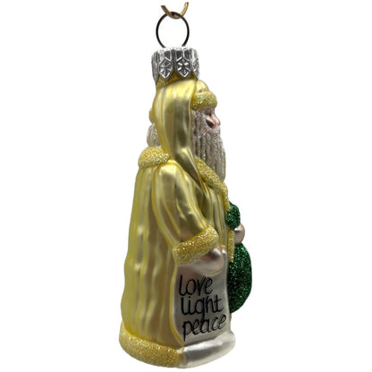 Patricia Breen Miniature Gift of The Season Yellow Love Peace Christmas Ornament