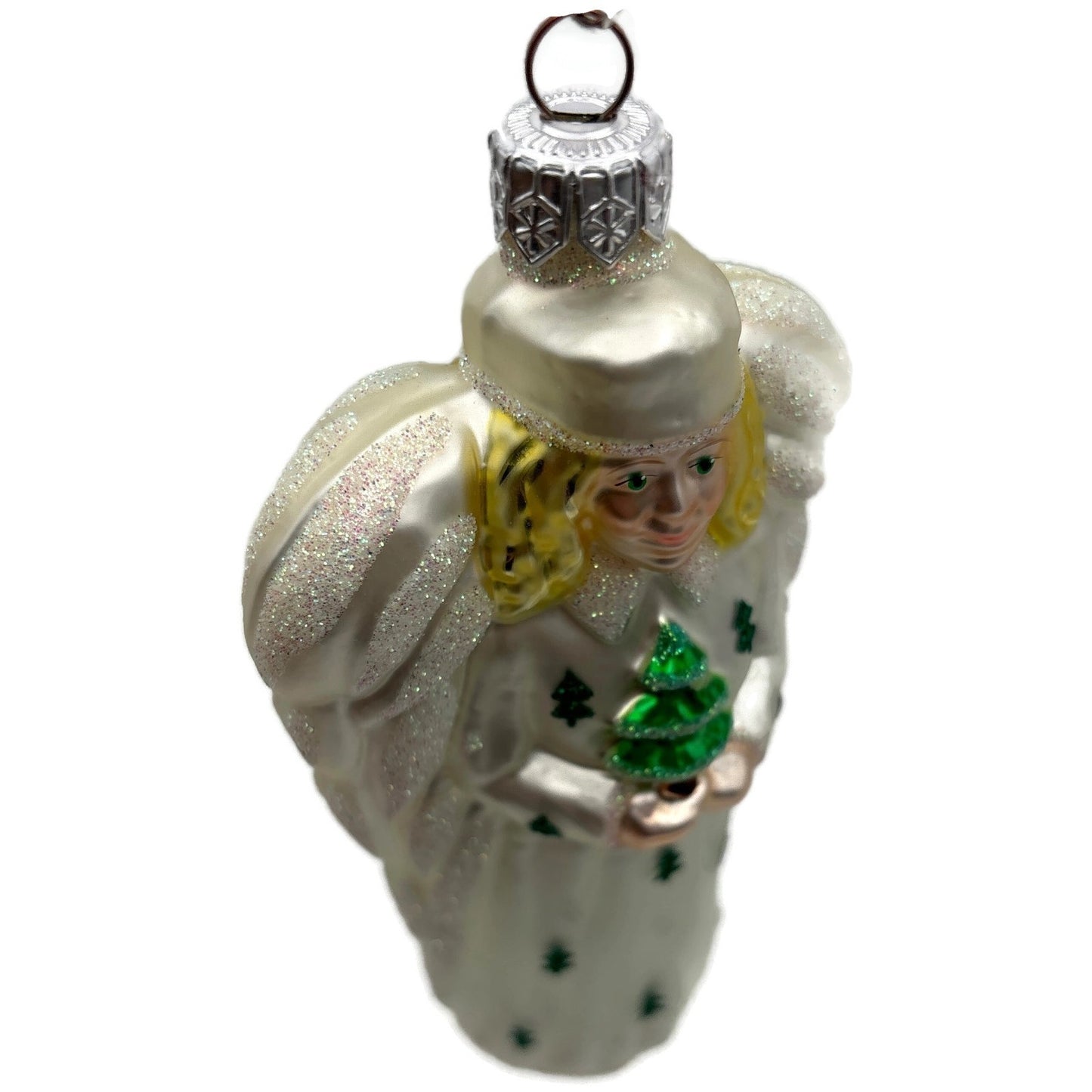Patricia Breen Noel Angel Pearl White Yellow Green Christmas Tree Ornament