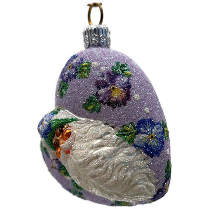 Patricia Breen Never Forget Pansies Lavender Heart Santa Christmas Ornament
