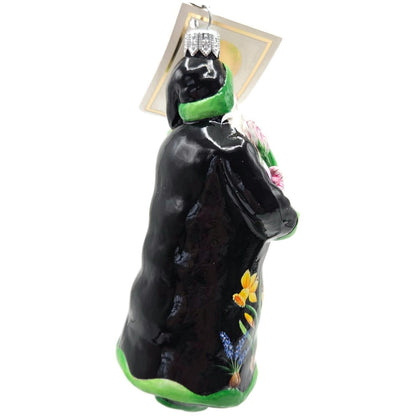 Patricia Breen Celebration Of Love Santa Spring Flowers Black Christmas Ornament