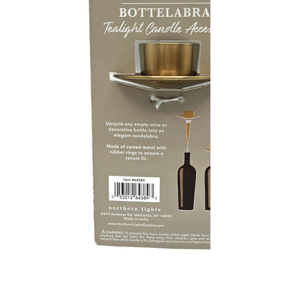 Northern Lights Bottelabra Gold Wine Bottle Tealight Candle Holder NEW