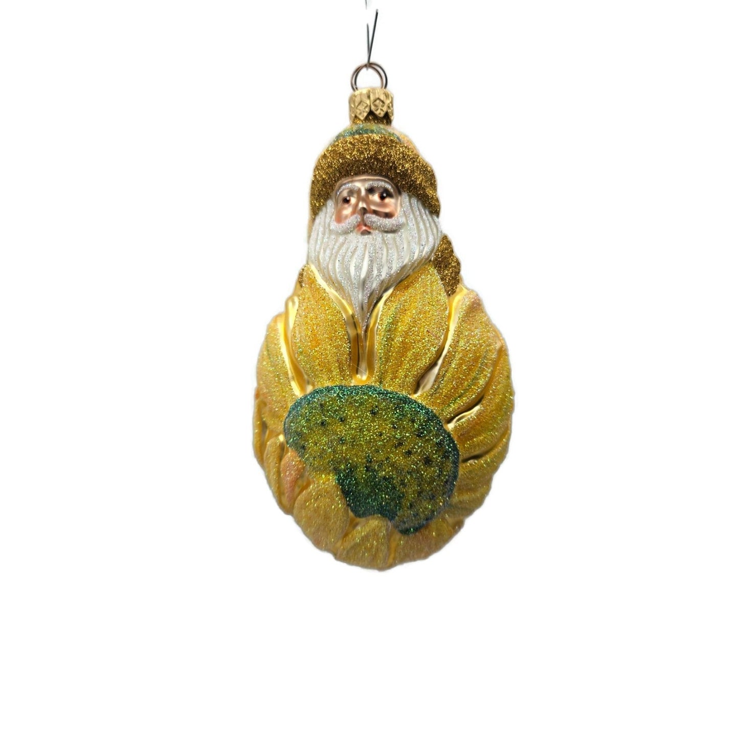 Patricia Breen Sunflower Santa Claus Yellow Floral Spring Christmas Ornament