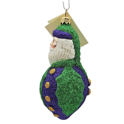 Patricia Breen Hollyberry Santa Claus Purple Green Christmas Tree Ornament