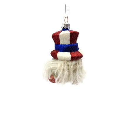 Slavic Treasures Skull Uncle Sam Roses Patriotic Striped Hat Christmas Ornament