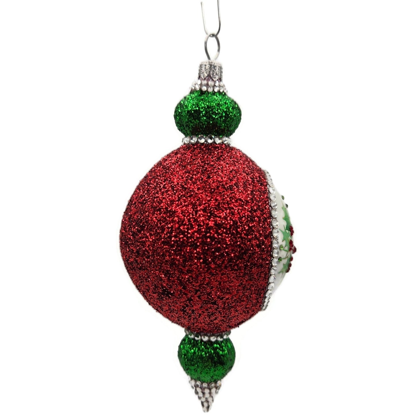 Patricia Breen Le Fleuron Holly Chameleon Red Glittered Christmas Tree Ornament
