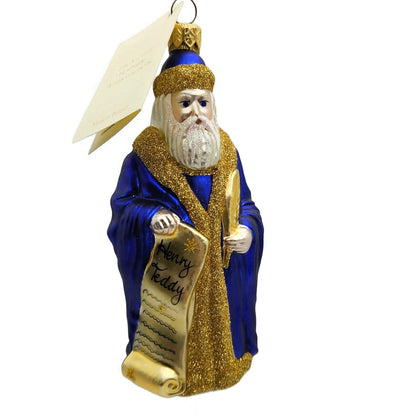 Patricia Breen Making His List Blue Two Names Santa Claus Christmas Ornament