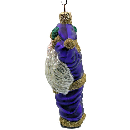 Patricia Breen Hold Onto Your Hat Purple Santa Claus Christmas Tree Ornament