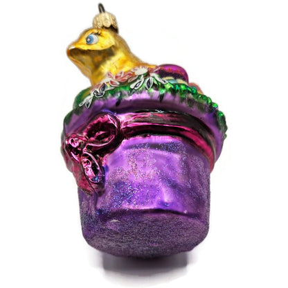 Christopher Radko Spring Derby Chick in a Hat Basket Easter Ornament 982900