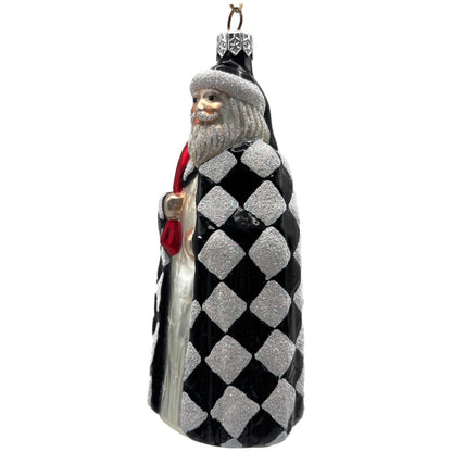 Patricia Breen Saint Louis Santa Black White Diamond Christmas Tree Ornament