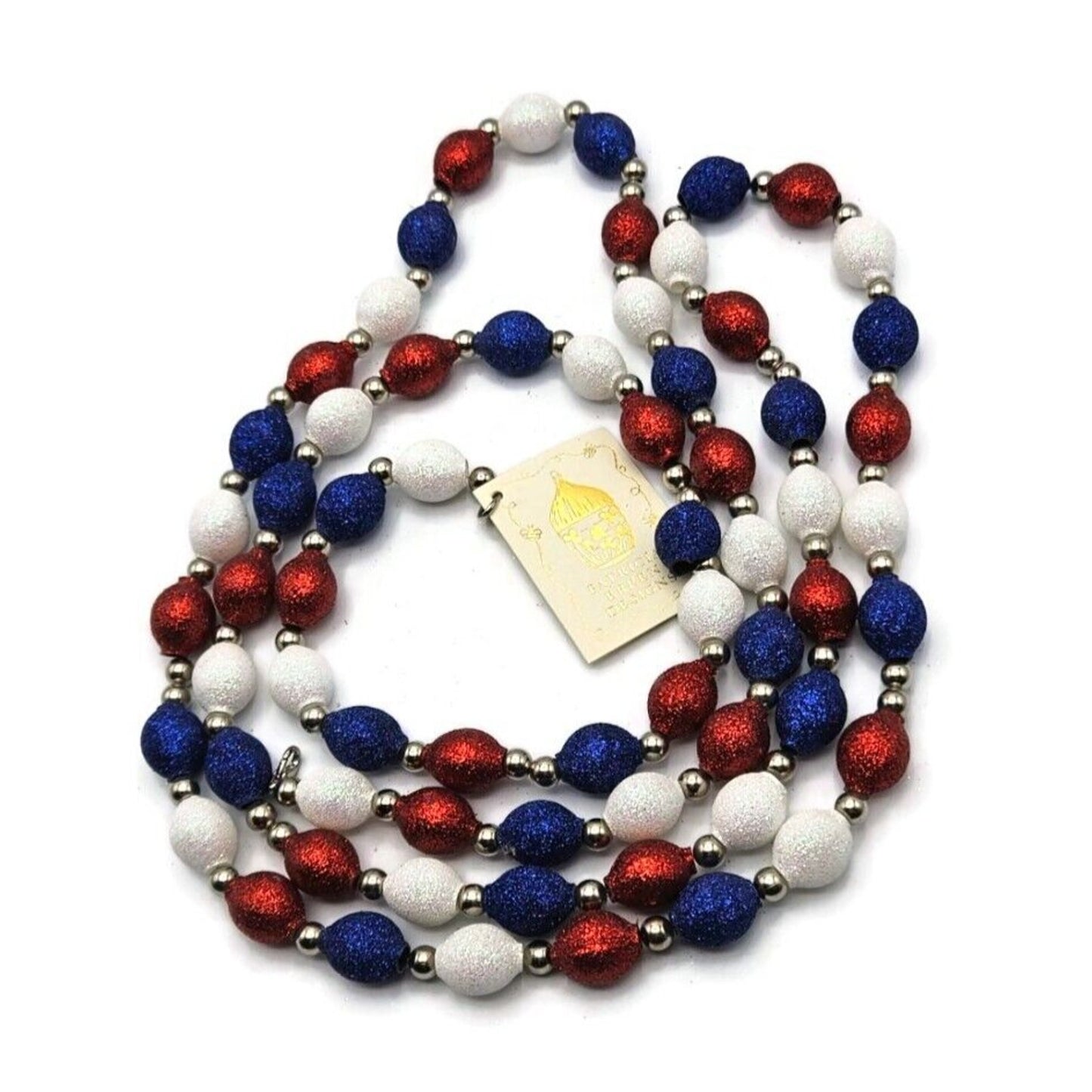 Patricia Breen Garland 2 Decorate Red White Blue Patriotic Christmas Bead Decor