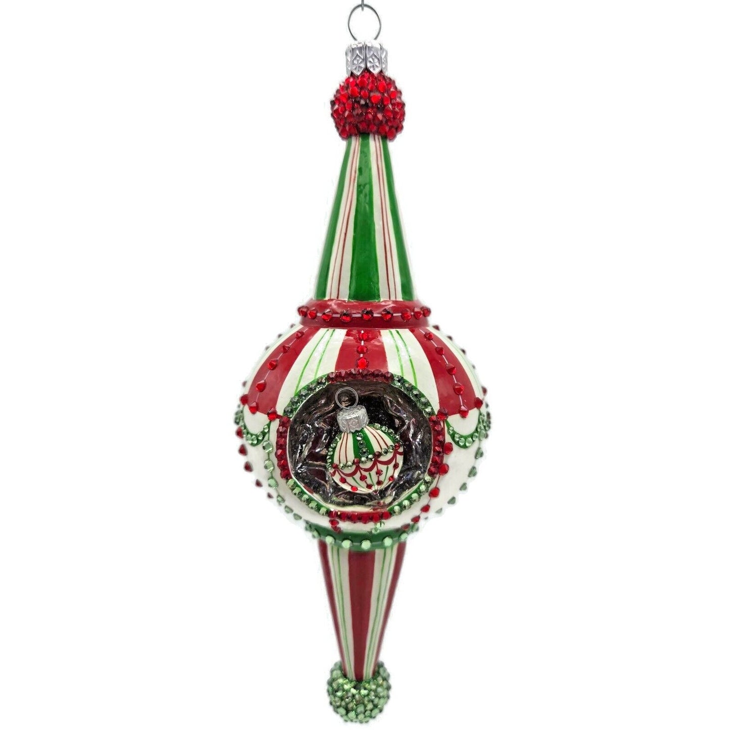 Patricia Breen Looking Glass Stripes and Swags Reflector Christmas Tree Ornament