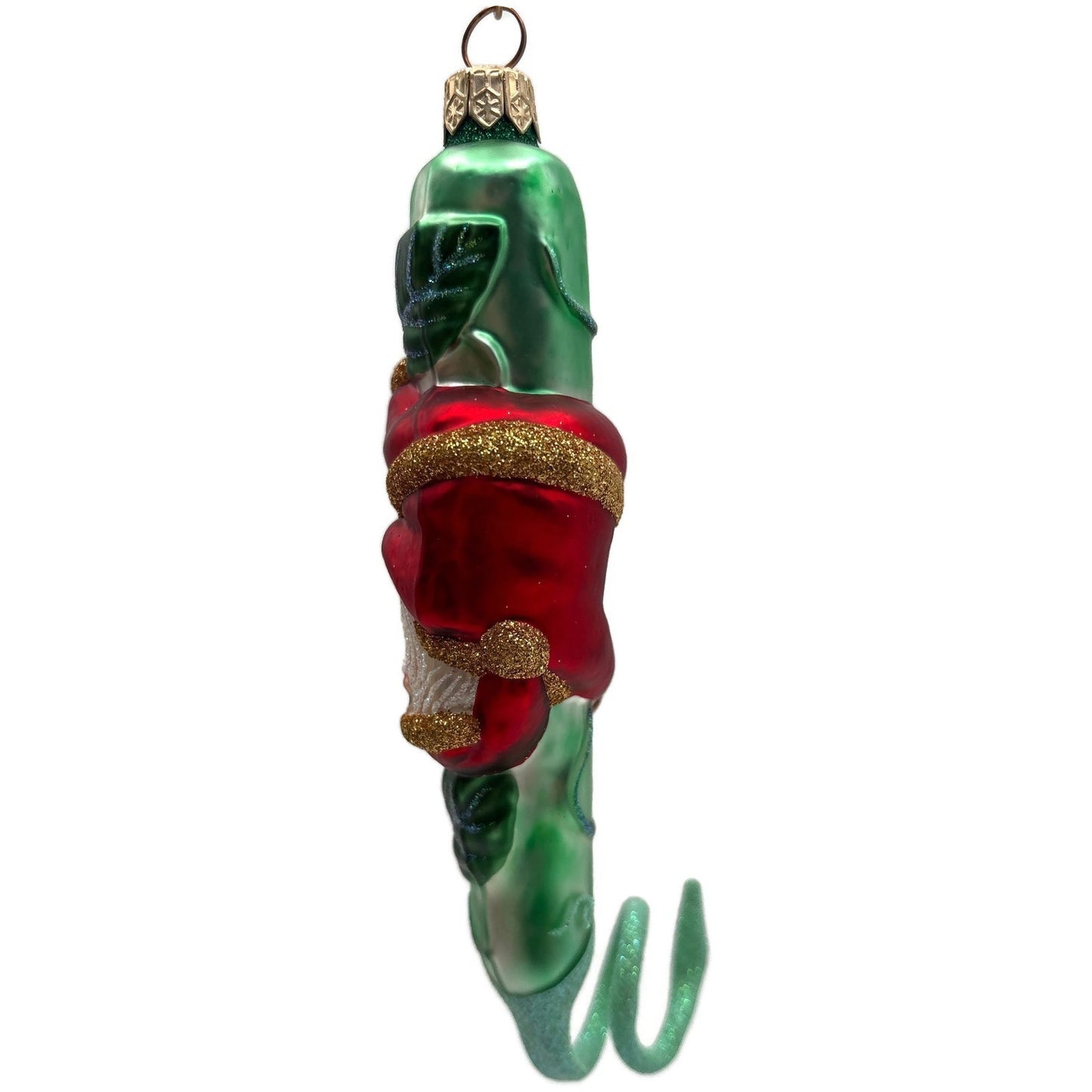 Patricia Breen Santa and the Beanstalk Red Green Matte Christmas Tree Ornament