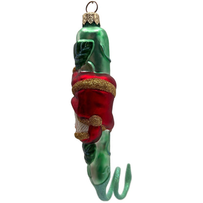Patricia Breen Santa and the Beanstalk Red Green Matte Christmas Tree Ornament