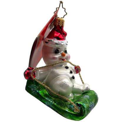 Christopher Radko Frosty Snow Scamp Snowman Glass Christmas Ornament 3011993