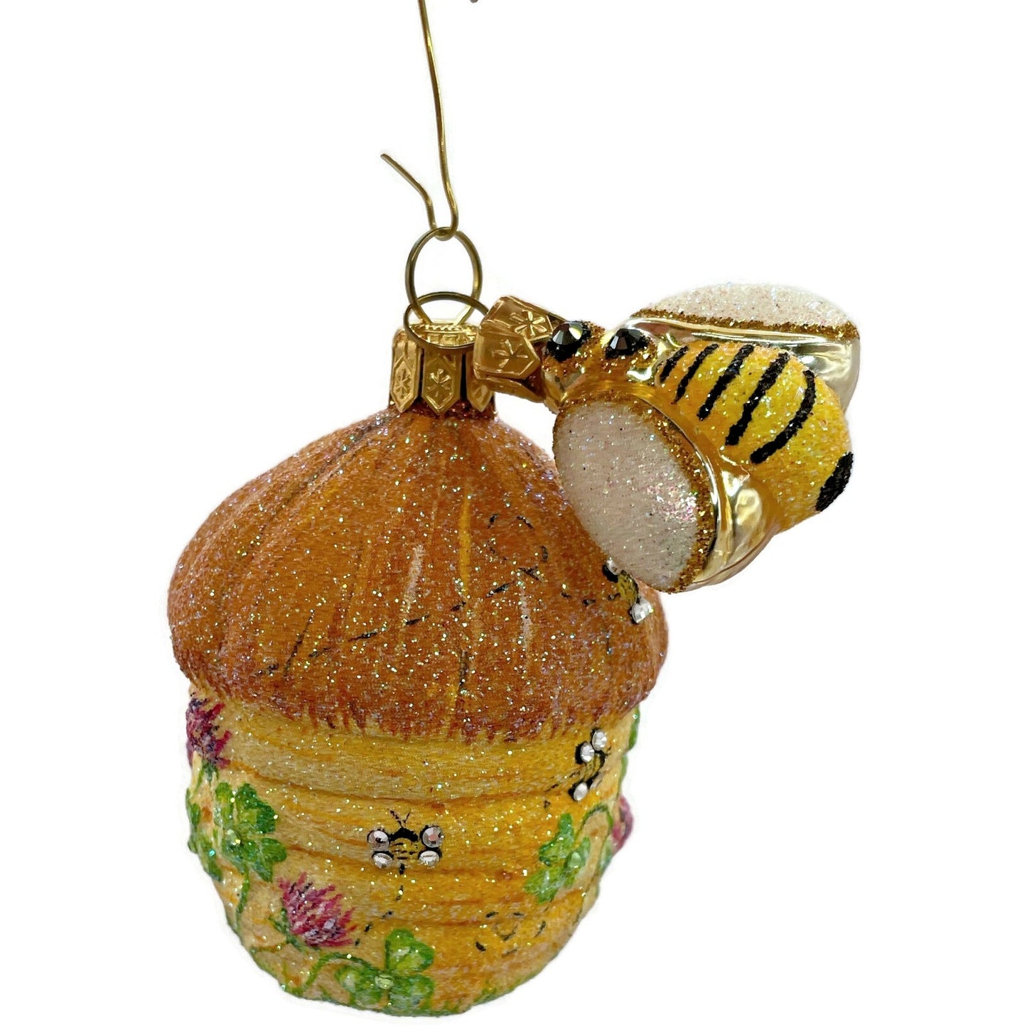 Patricia Breen Clover Beeskep And Bee Glittered Wings Spring Christmas Ornament