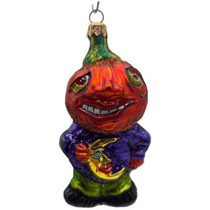 Slavic Treasures Moonlight Goblin Orange Pumpkin Halloween Ornament 00-268-A