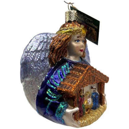 Bethlehem Angel Nativity Merck Family Old World Christmas Blue Holiday Ornament