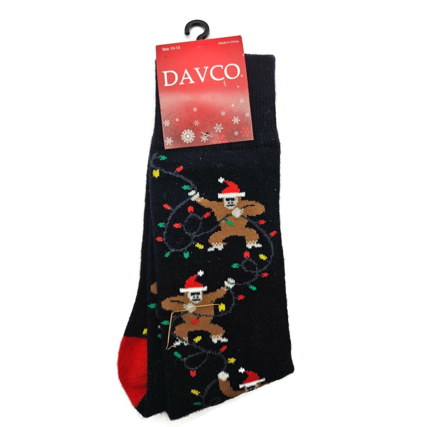 Davco Christmas Socks Monkey Black Red Holiday Patterned Stocking Stuffers