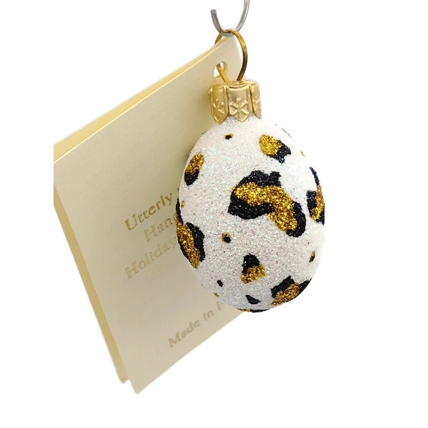 Patricia Breen Miniature Egg Leopard Animal Print Easter Spring Gold Ornament