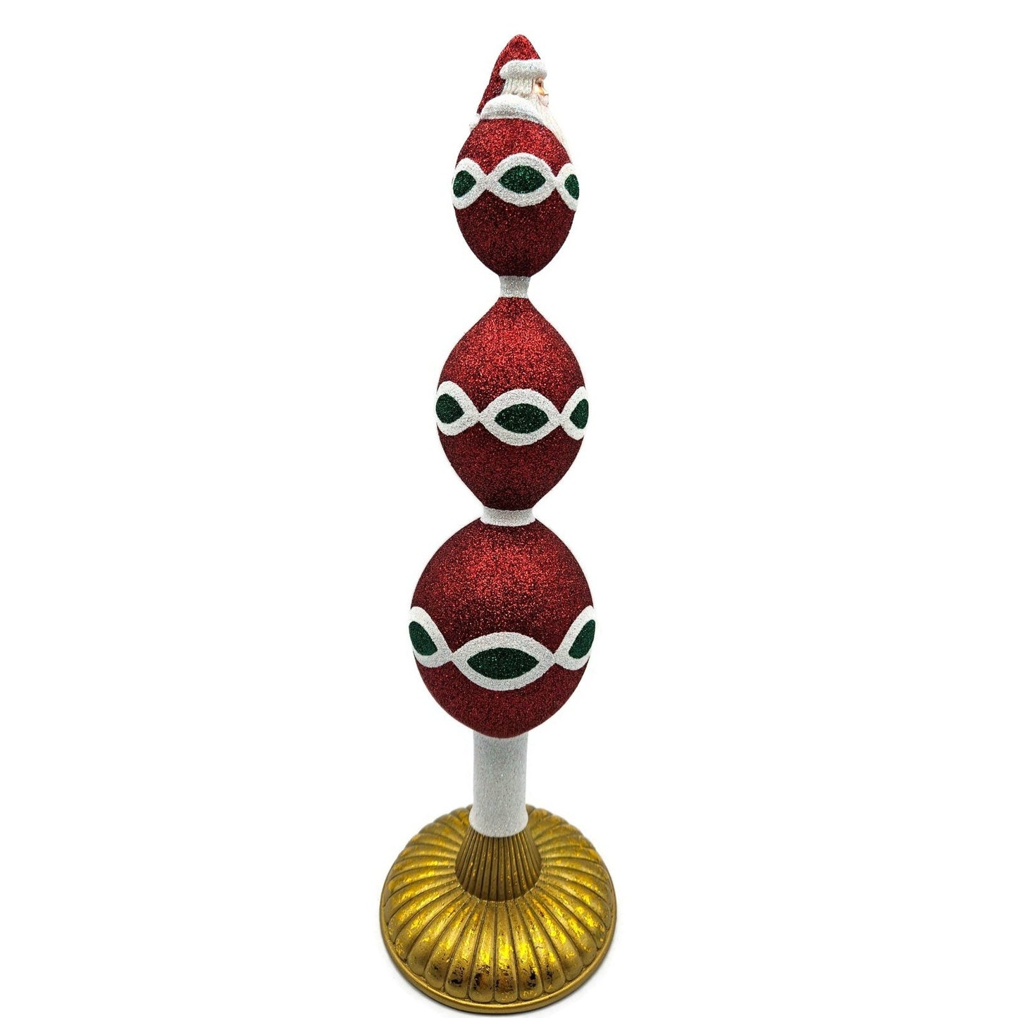 Patricia Breen Faberge Finial Red Santa Glitter Holiday Christmas Tree Topper