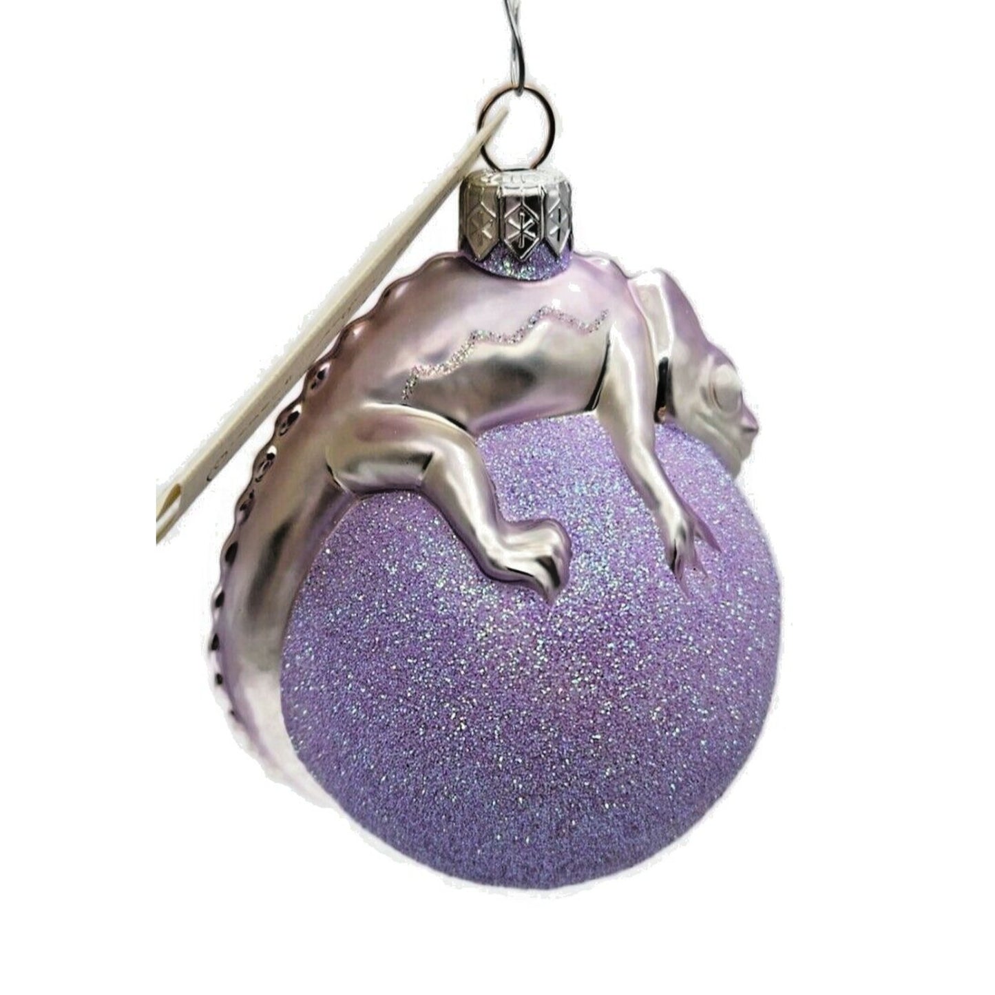 Patricia Breen Chameleon Lavender Blown Glass Christmas Holiday Tree Ornament