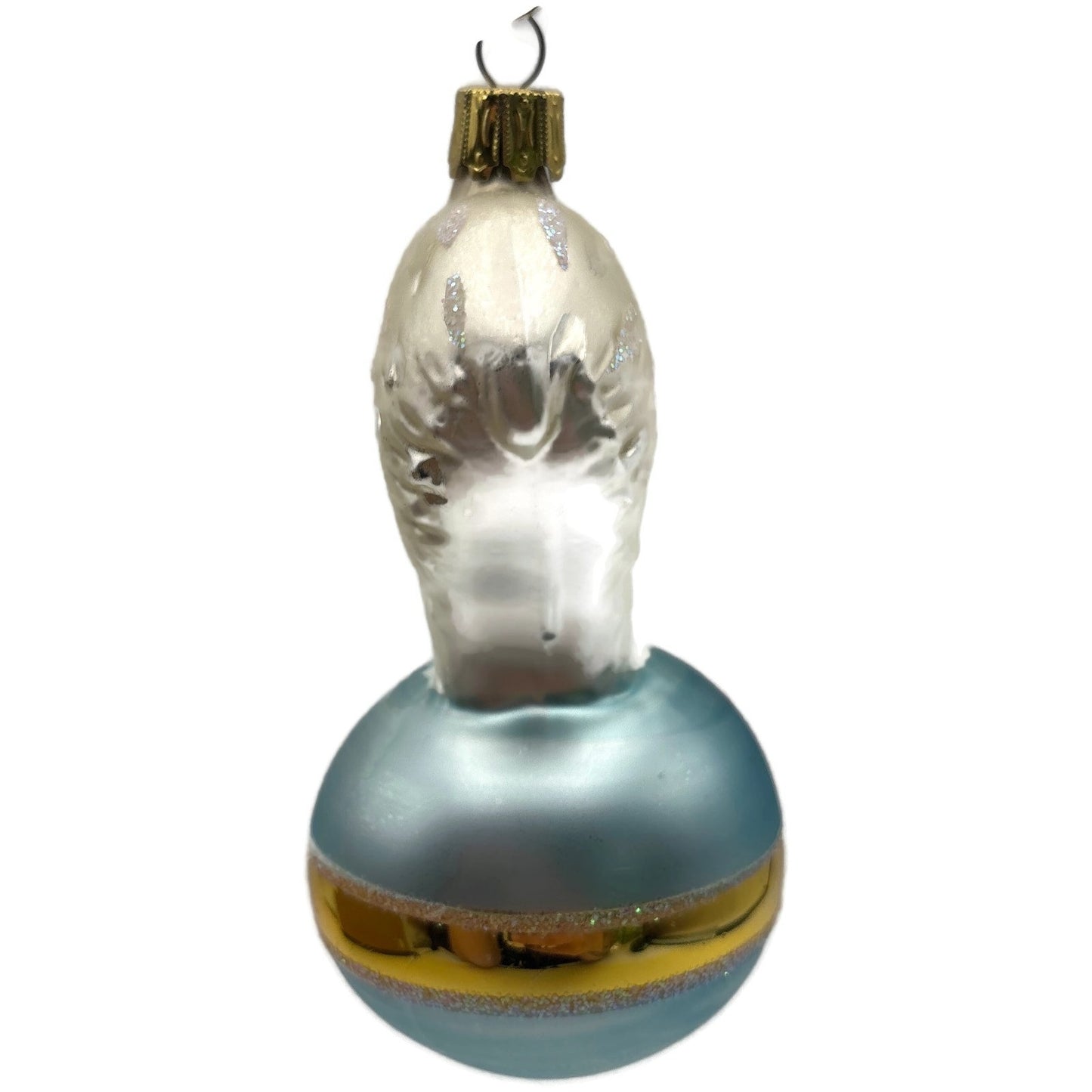 Christopher Radko Polar Bear Glass Christmas Ornament Blue Ball 92-184-0