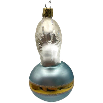 Christopher Radko Polar Bear Glass Christmas Ornament Blue Ball 92-184-0