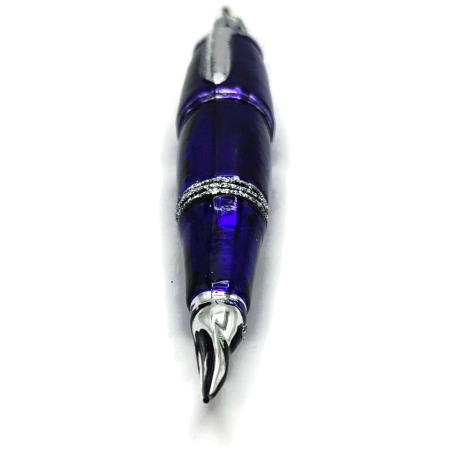 Patricia Breen Pen Purple with Silver Glittered Christmas Holiday Ornament 2400