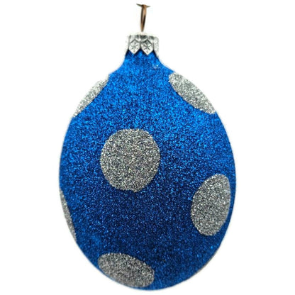 Patricia Breen Egg Blue Silver Polka Dot Easter Christmas Tree Ornament TCS
